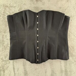 Charmian Plus Size Corset 7XL Black‎ Canvas Steel Boned Front Close Lace Up Back